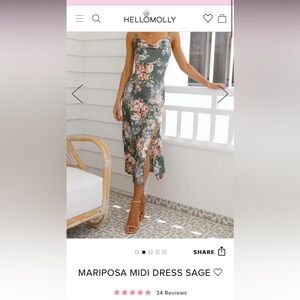 Hello Molly Mariposa Midi Dress Sage